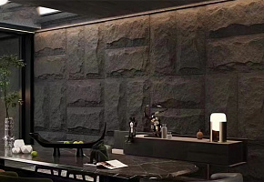 Панель декоративная HLP6012-05 Супер тонкий камень Elegant black - Фото интерьеров №9